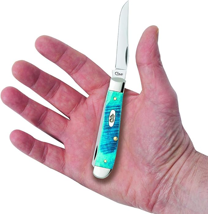 Case XX WR Pocket Knife Mini Trapper Caribbean Blue Jig Bone Item #25593 - (6207 SS) - Length Closed: 3 1/2 Inches
