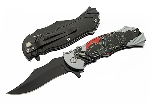 SZCO Supplies 300573-SS Rising Sun Samurai Assisted Open Edc Folding Knife with Pocket Clip, 8" Length