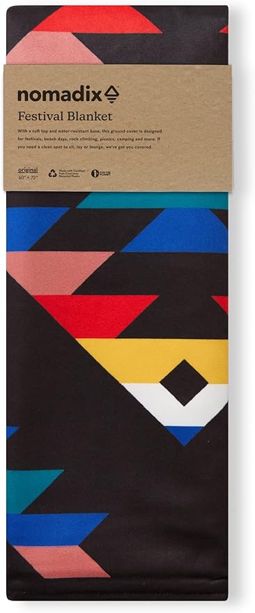 Nomadix Festival Blanket - Perfect for Picnics, Camping, & Lawn Seating - Plush Top & Water Resistant Base - Made with Post Consumer Recycled Materials - Cascades Multi - 60x70