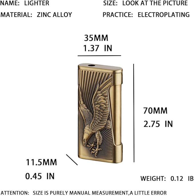 Eagle Lighter, Cool Lighter, Windproof Lighter, Soft Flame Lighter，Butane Torch Lighter, Men's Lighter, Unique Lighter Gift, Candles, Outdoor, Camping Accessories (No Butane Fuel) (Eagle)