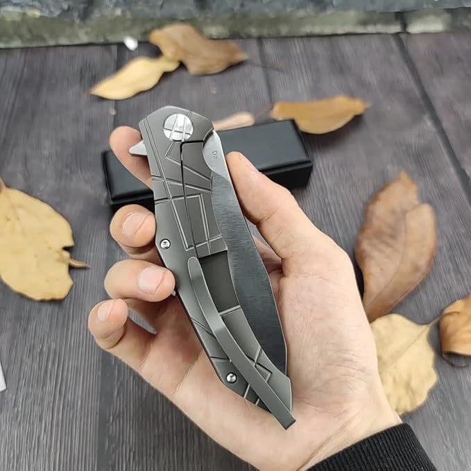 HUAAO Folding Knife, 4.3'' D2 Blade with G10 Handle, Pocket Knife with Clip EDC Flipper Knife for Outdoor Camping Survival Emergency