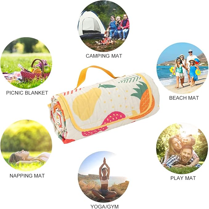 Picnic Blankets, Beach Blanket Waterproof Sandproof, Machine Washable Baby Blanket, Extra Large Outdoor Blanket, Portable Picnic Mat for Grass, Park, Beach Camping