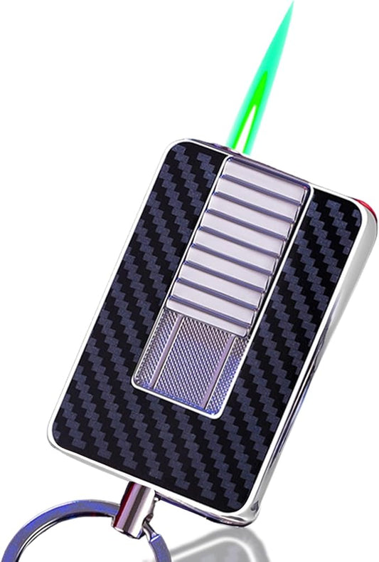 Keychain Lighter, Soft Flame Lighter, Creative Cool Design, Refillable Butane Torch Lighter, Windproof Lighter, Unique Men's Gift, Birthday Candle Camping (Butane Not Included) (Silver)