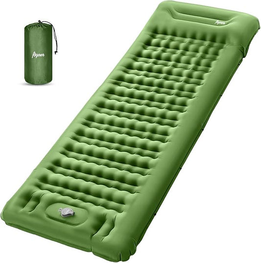 Camping Sleeping Pads Extra Thick,76.7x26x5'' Self Inflating Camping Pad with Pillow Built-in Pump,Ultralight Sleeping Mat for Single,Super Portable Camping Air Mattress for Hiking,Picnic(Army Green)