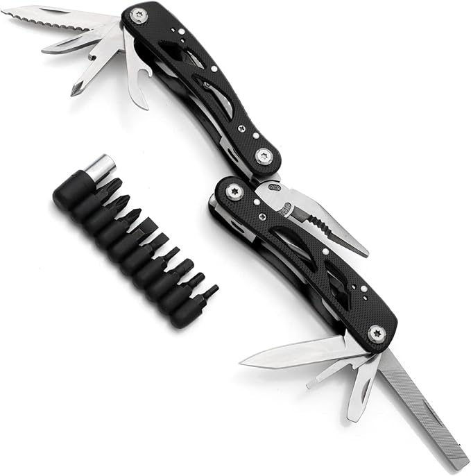 All In One Tool Multitool Needle Nose Plier, Stripper,Bottle Opener,Can Lifter,Cross Screwdriver,Knife,Saw Blade,File, Slotted Screwdrive For Outdoor, Survival, Camping, Hunting and Hiking