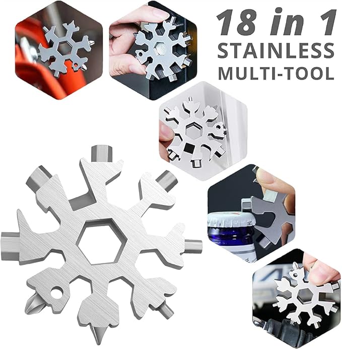 Snowflake Multi Wrench Tool，18-in-1 Keychain Multitool Pocket Tool Is Easy To Carry for Outdoor Camping And Christmas Snowflake (Purple)