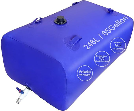 65Gallon/246L Water Storage Bladder,Large Capacity Collapsible Design Suitable for Outdoor, Easy to Carry Out