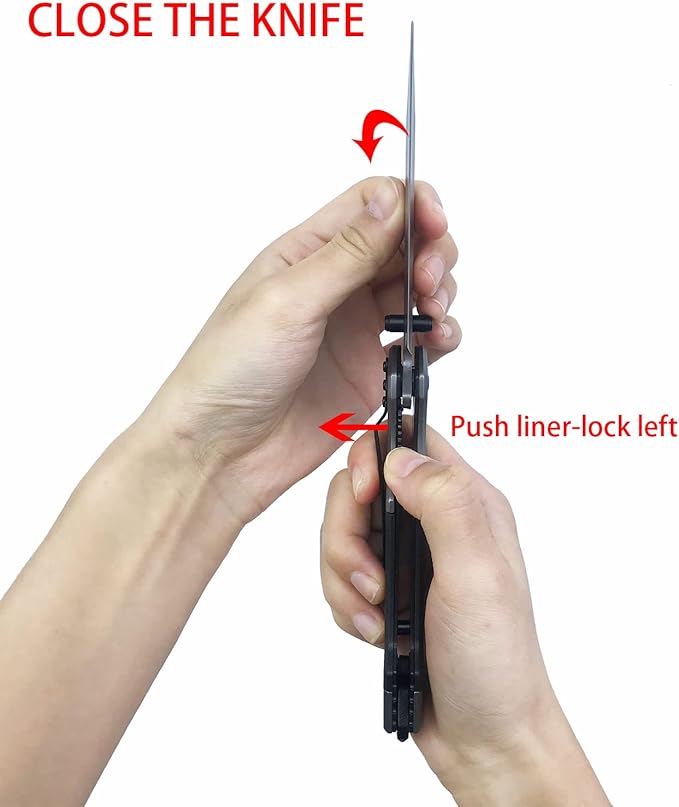 Pocket Folding Knife,3.8” Stainless Steel Blade and Handle -Drop Point Blade,Liner-Lock and Pocket Clip