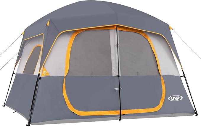 UNP 2/4/6/8 Person Tent, Portable Cabin Tent, Camping Tent 4-Person Easy Set Up, Waterproof with Top Rainfly for Outdoor Camping/Hiking