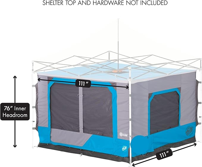 E-Z UP Camping Cube 6.4, Converts 10' Straight Leg Canopy into Camping Tent (Canopy/SHELTER NOT Included), Splash