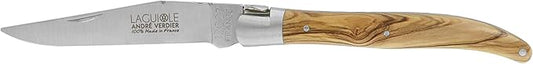 Laguiole Deluxe Folding Pocket Knife 11 cm, Olive Wood Handle, Made in France