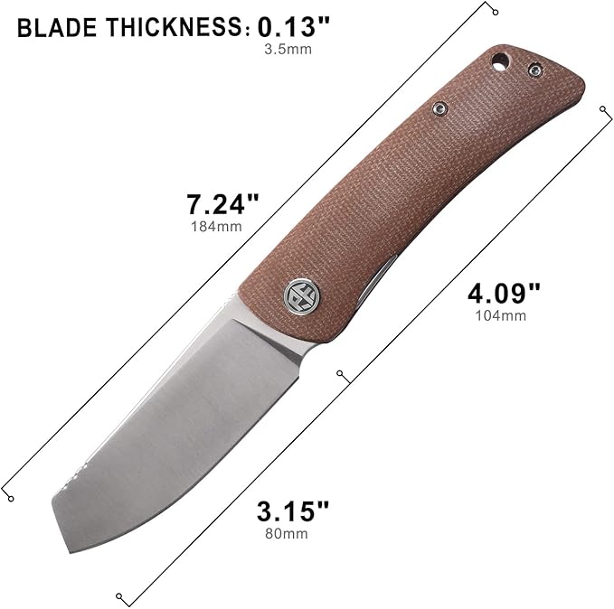 Petrified fish PFE05 Flavorist,3.15" K110 Satin Blade, 94g Micarta Handle Front Flipper Liner lock Folding knife (Brown)