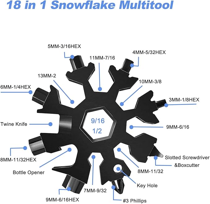 Gifts for Men Women, 2 Packs 18-in-1 Snowflake Multitool, Birthday Gifts for Adults Him Dad Husband, Cool Gadgets for Men Who Have Everything