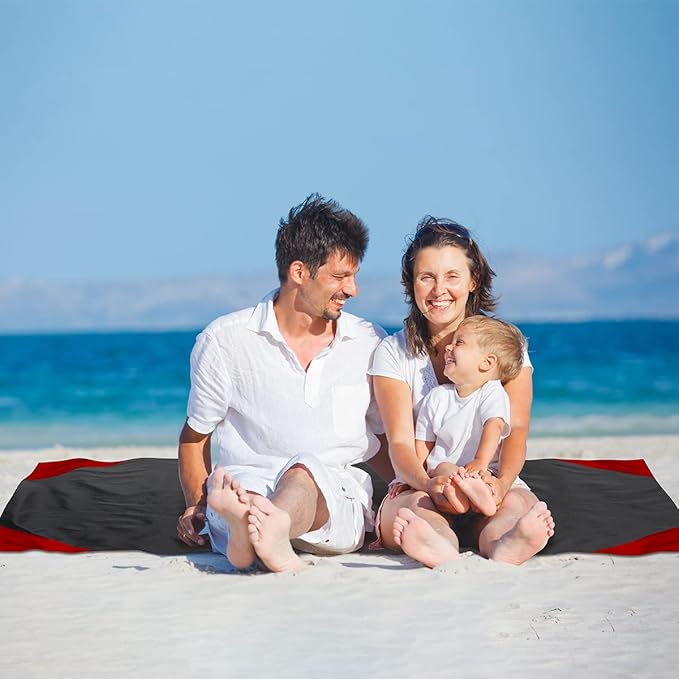 Ainiv Picnic Blanket, Mini Pocket Beach Mat 55.1 x 70.8IN (3-5 People) Foldable, Lightweight Waterproof Sand Free, Foldable Thin Ground Sheet for Outdoor Camping Hiking Travel - with Hand Strap