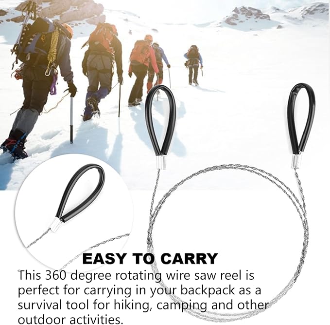 Steel Wire Saw Scroll, Outdoor Emergency Travel Saw Scroll 31.5 Inch Steel Wire Scroll, Emergency Travel Camping Survival Tool