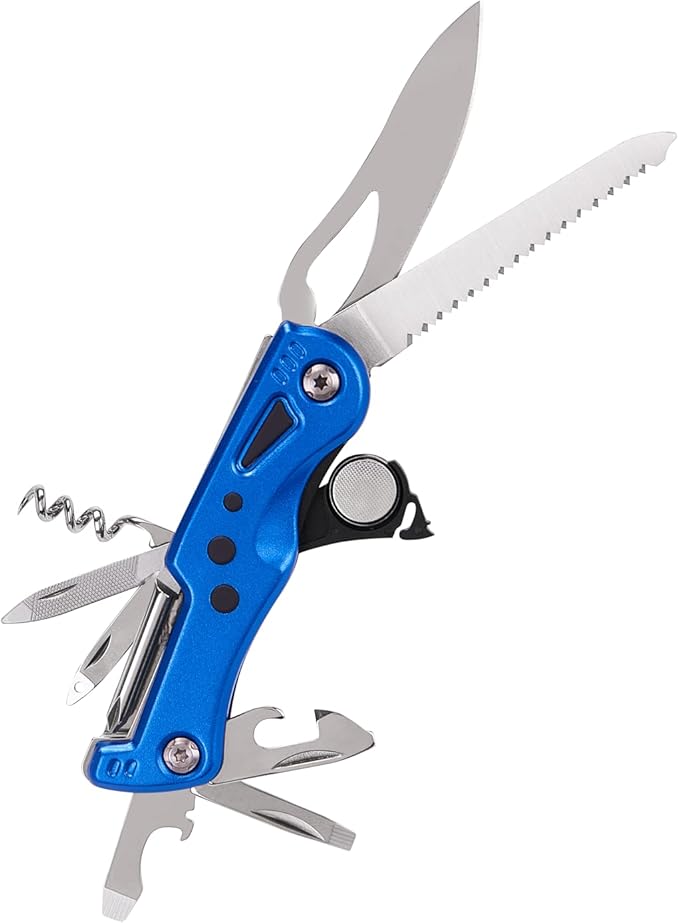 Swiss Eagle Folded 12 Functions Knife Blue