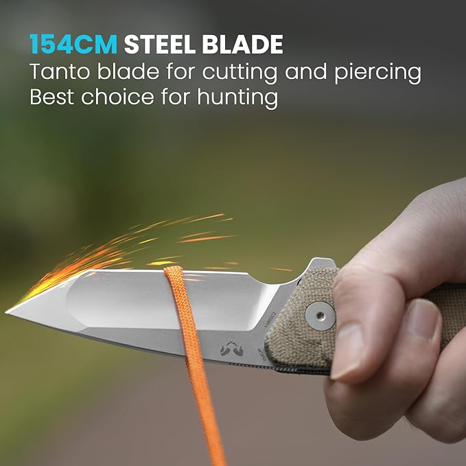 Kizer Mad Tanto Pocket Knife 154CM Steel Green Micarta Handle, Folding Knife, EDC Tactical Survival Knife, V4602C2