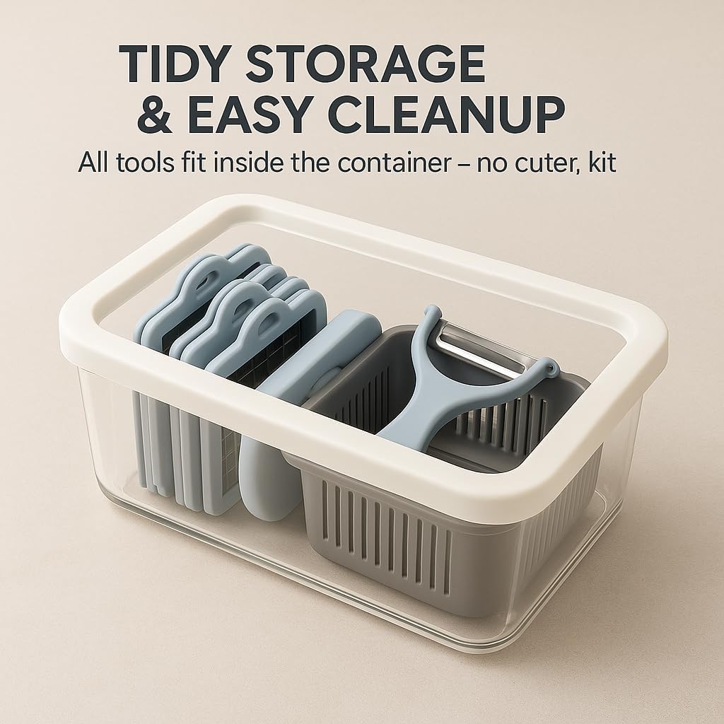 16-in-1 Vegetable Chopper, Mandoline Slicer and Food Processor - Kitchen Essentials for Effortless Food Prep - Includes Salad Spinner, Cheese Grater, Onion Chopper, French Fry Cutter, and More