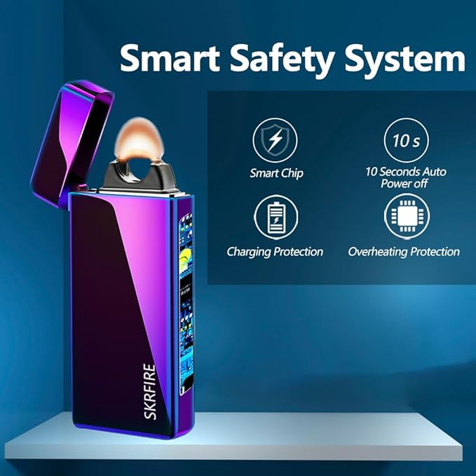 SKRFIRE Electronic Lighter USB Lighters Rechargeable Electric Lighter Plasma Arc Big Flame Cool Lighter with Beautiful Gift Box as Creative Gift (Colour)