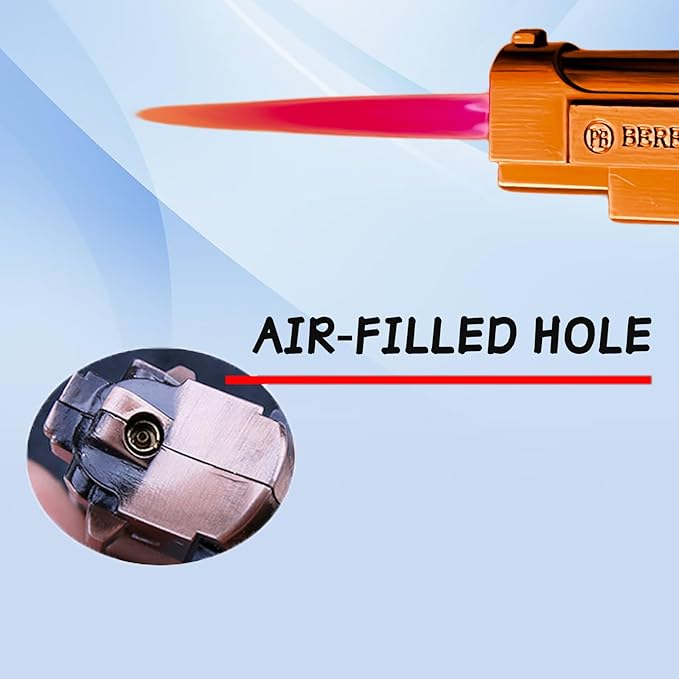 Butane Torch Lighters,Novelty Unique,Refillable & Adjustable,Cool Lighters for Men Fireplace Candles Camping BBQ (No Gas) (Bronze)