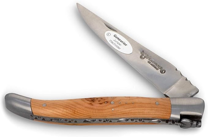 Laguiole en Aubrac Handmade Knife 12 cm L0212GEIF Juniper Wood Handle, Blade and bolsters Stainless Steel