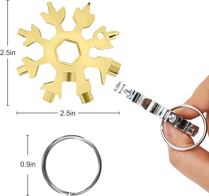 9 Packs Snowflake Multi Tool, 18 in 1 Snowflake Tool Stainless Steel Snowflake Handy Tool with Gifts Box for Men Christmas Gifts