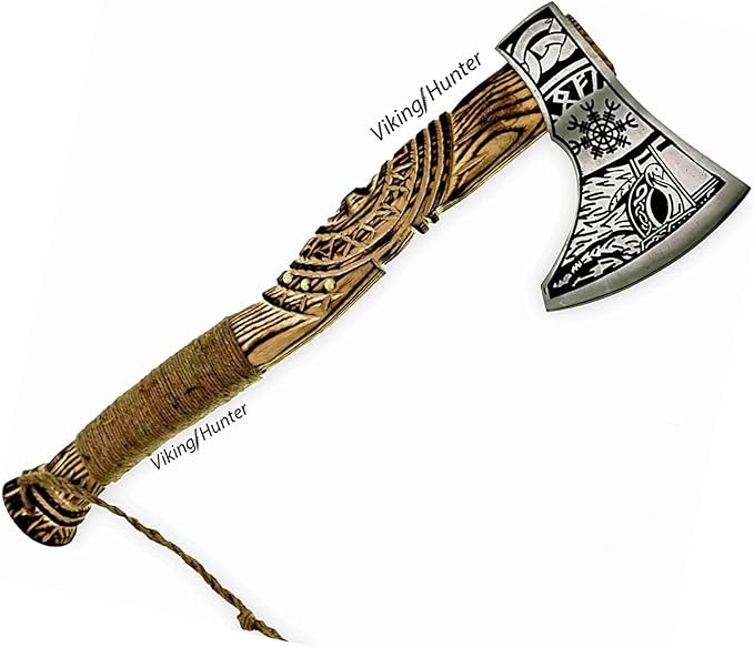 Handmade Viking Axe Real Carbon Steel Axe with Leather Sheath Camping Bearded Axes & Hatchets Hunting Axe Valentine's Day Gift, Camping & Hiking | Knives & Tools | Birthday Gift for him (VK-Ax-18)