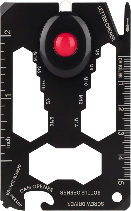 Credit Card Multol, et al Survival Card, Credit card size Muli-Toal for quick Repairs, Camping - Cool Gadget for Men, lack, induces screwdriver and Botle Openen.