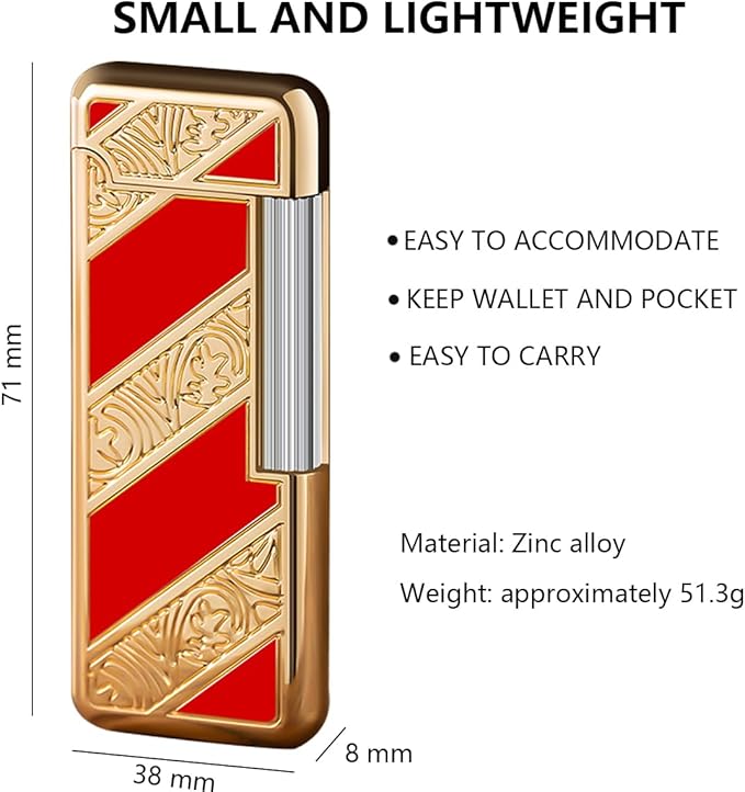 Open Flame Lighter, Classic Retro Lighter, Adjustable Open Fire Butane Flame Lighter, Slide Sliding Wheel Ignition Lighter for Kitchen, Indoor, Outdoor, Grill, Men's Gifts (Red Silver)