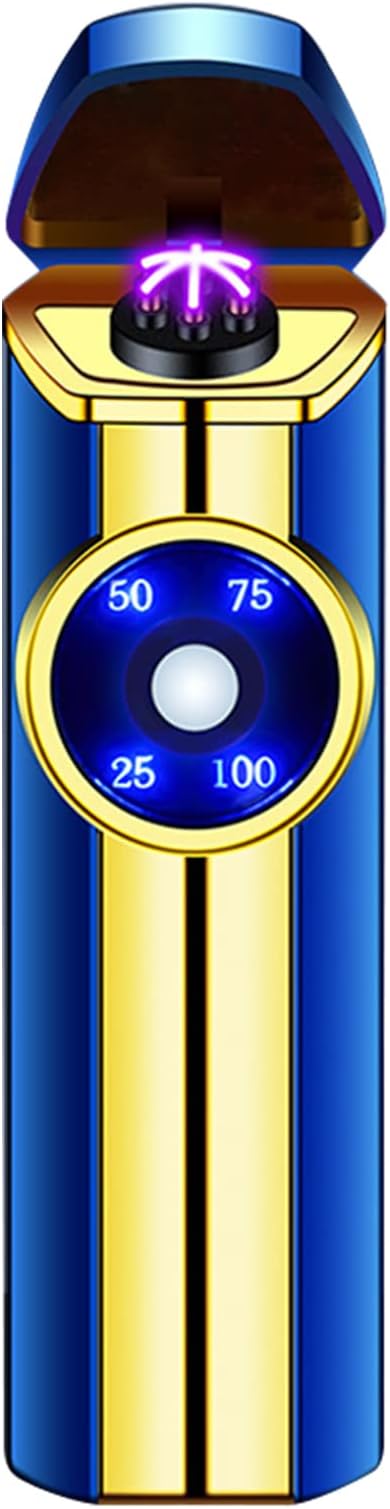 SKRFIRE Plasma Lighter Rechargeable USB Electric Lighter Triple Arc Lighter Windproof Flameless Cool Lighter Cylindrical Candles Lighter with Beautiful Gift Box for Holiday, Men and Women (Blue)