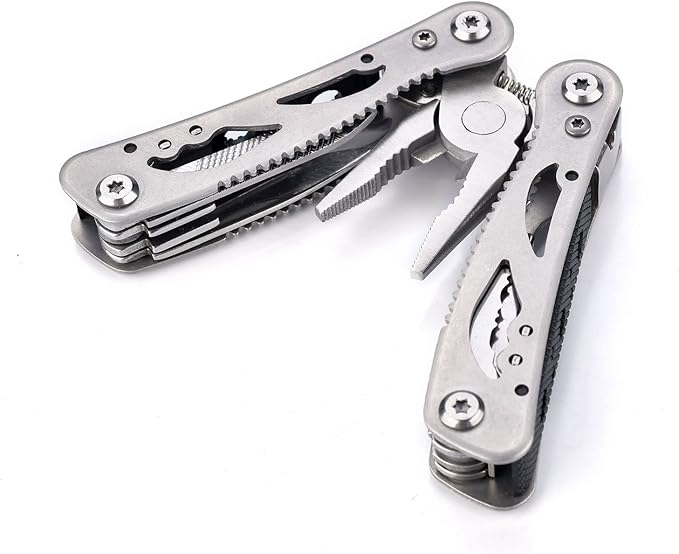 Multitool Pliers,12 in 1 Multi Tool for Outdoor Stainless Steel with Spring-Action Pliers, Folding Saw, for Outdoor,Fishing, Camping, Hiking, Repair, Gifts for Men