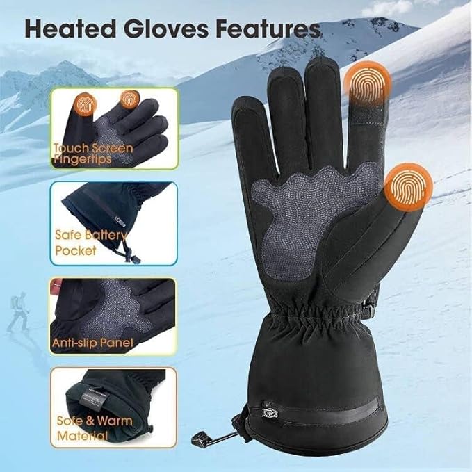 Heated Glove Liners, Rechargeable Electric Battery Operated Heated Gloves for Men Women Thin Hand Warmers for Work Skiing Hunting Fishing Arthritis