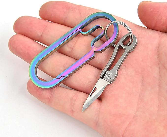 Ultra Small Little Folding Pocket Titanium Alloy Knife with 420j2 Stainless Steel Blade, Mini EDC Portable Knife/Box Cutter/Package Opener, Ultra Compact and Lightweight Mini Folding Knife