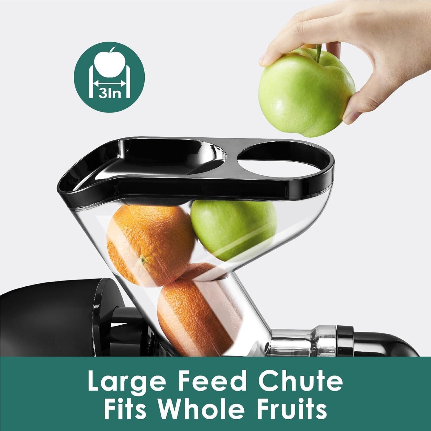 Juicer Machines, Cold Press Juicer, BPA Free Masticating Juicer Machines Vegetable and Fruit, 3-Inch Wide Feeding Chute, Easy to Clean,Quiet and Strong DC Power, 200W(Black)