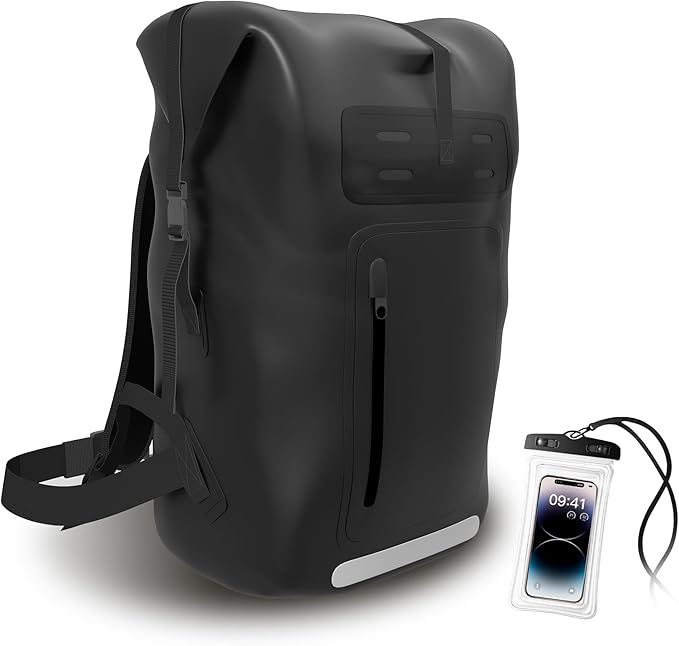 Waterproof Backpack，Heavy Duty Hiking Backpack，35/55/85L dry bag backpack waterproof for Men，Roll-Top Closure，for Kayaking, Travel, Hiking, Fishing, Camping, Motorcycles (black, 55L)