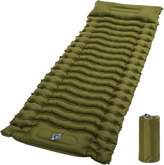 Camping Sleeping Pad, Ultralight Inflatable Sleeping Mat with Pillow, Built-in Foot Pump, Compact Lightweight Camping Air Mattress for Camping Hiking