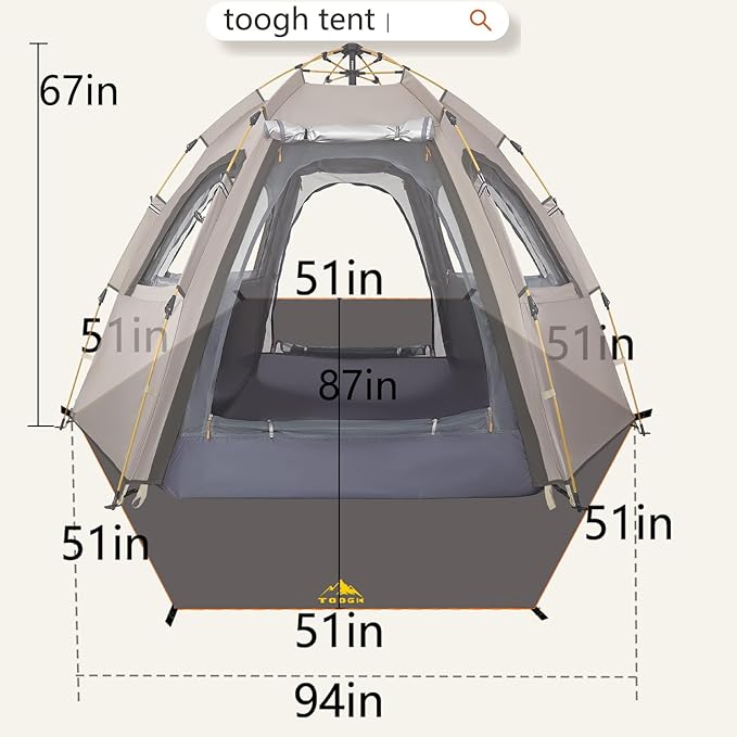 Camping Tent with Instant Setup, 2/3 Person Weatherproof Tent Easy Quick Set Up in 60 Seconds with Rainfly Backpack Tent for Family Camping & Hiking, Upgraded Ventilation,Center Height 66-inch