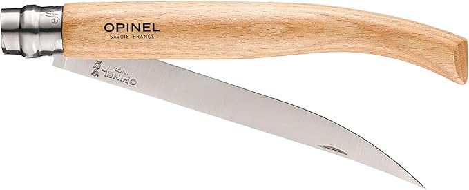 Opinel Effile Slimline Series Folding Fillet Knife – Slim Blade Folding Knife, Virobloc Locking Collar, Sustainably Harvested Wood Handles, Updated Blade Profile (Beechwood/No.15)