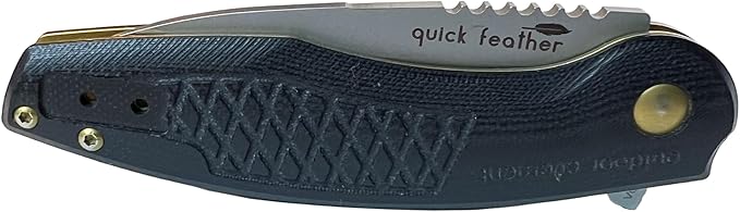 Quick Feather - The VG-10 Folding EDC Knife with Ultra Smooth Sealed Ball Bearing Flipper Action - Durable G10 Scales and New Custom Design Easy Sharpen Serrations