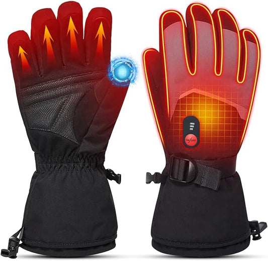 Heated Gloves Electric Battery Heated Gloves Rechargeable for Men Women Heated Ski Gloves Water Resistant Touchscreen 7.4V 2200mAh up to 6.5hrs for Skiing Hiking Motorcycling Camping
