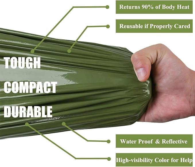 Emergency Sleeping Bag, Waterproof Thermal Bivy Sack with Survival Blanket for Outdoor Hiking Camping Adventure