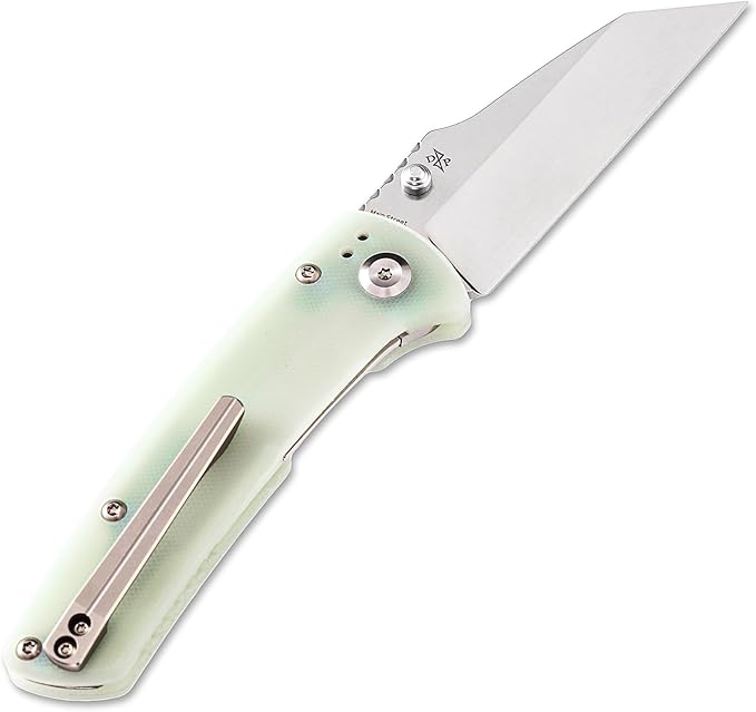 KANSEPT Mian Street Folding Pocket Knife 7.92in Liner Lock Folding Pocket Knives Liner Lock with 3.36in Stonewashed 154CM Blade and Jade G10 Handle for Outdoor, Tactical, Survival T1015B1