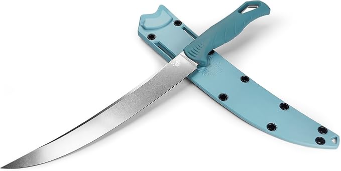 Benchmade - Fishcrafter 18020 Outdoor Knife with Depth Blue Santoprene Handle and 9" Trailing Point Blade (18020)