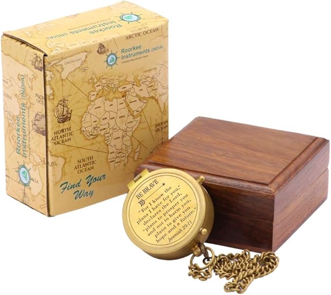 For I Know The Plans I Have For You, Jeremiah 29:11, Solid Brass Directional Engraved Compass, Baptism Gifts for Boys Girls, First Communion, Christian Gifts for Men, First Confirmation Gifts for Boys