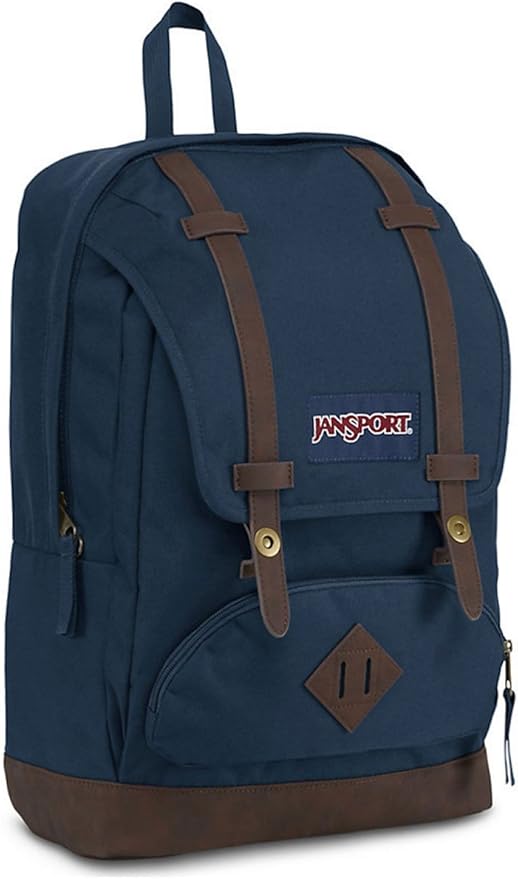 JanSport Cortlandt Laptop Backpack, Navy, 15” Laptop Sleeve-Synthetic Leather Shoulder Computer Bag with Large Compartment, Padded Straps- Rucksack for Men, Women