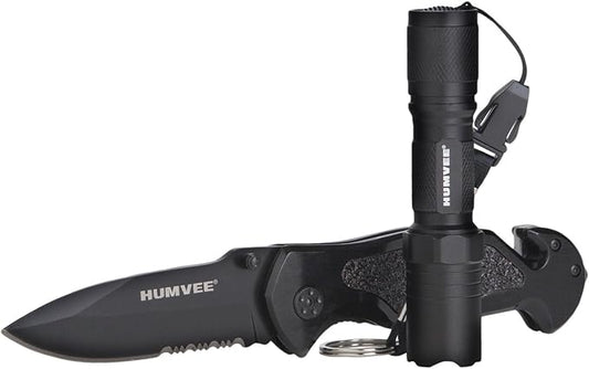 Humvee HMV-KC-ER1 Black Emergency Rescue Knife & Light Combo