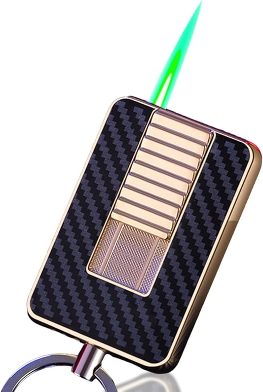 Keychain Lighter, Soft Flame Lighter, Creative Cool Design, Refillable Butane Torch Lighter, Windproof Lighter, Unique Men's Gift, Birthday Candle Camping (Butane Not Included) (Gold)