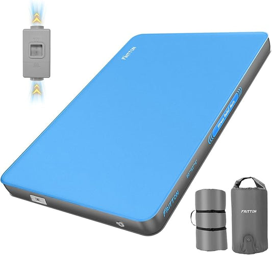 Self Inflating Sleeping Pad with Built-in Electric Pump, 4" Ultra Thick Memory Foam Double Camping Mattress, Fast Deflating Camping Sleeping Pad, 4 Season Insulated Sleeping Pad for Camping, Tent, Car