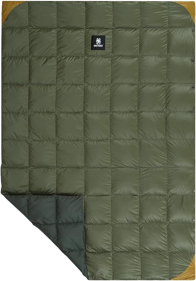 OneTigris Down Camping Blanket -Warm, Lightweight, Packable, Puffy Outdoor Travel Blanket for Cold Weather Backpacking Hiking Stadium Gardening Beach Picnic Quilt