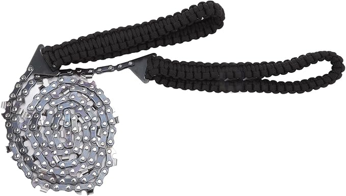 High Limb Rope Saw 48 In, Rope Chain Saw with Black Paracord, 64 Links, 3/8 Inch Cutter Chain, Folding Pocket Chainsaw for Wood-Cutting, Camping and Field Survival Gear